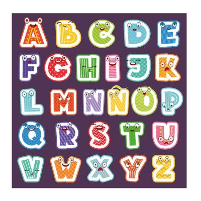 Alfabeto infantil 3001 en lona  de 90 x 90 cms. listo para colgar