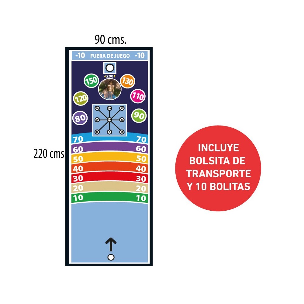 Pista en lona para jugar con bolitas de 90 x 200 cms.