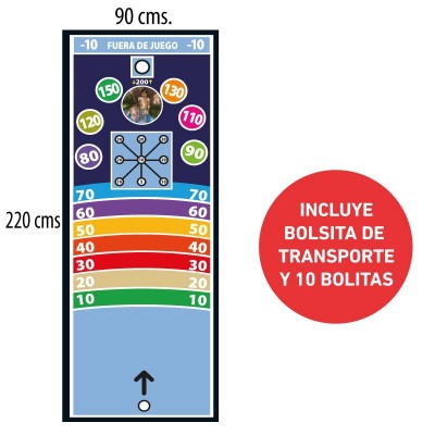 Pista en lona para jugar con bolitas de 90 x 200 cms.
