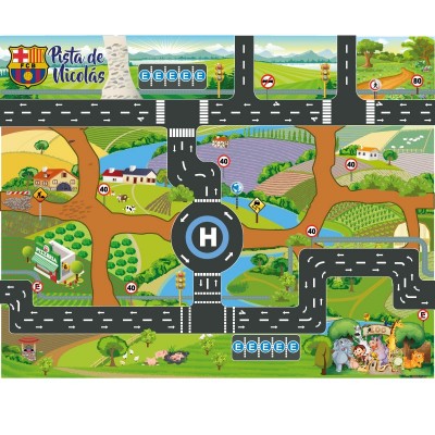 Pista de autos en lona de 90x115 cms.