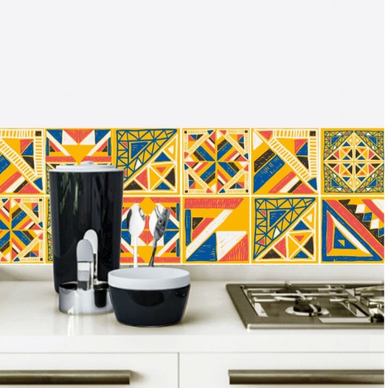 Mod. 2019 - Pack 16 Vinilos autoadhesivos para azulejos decorativos aztecas 15 x 15 cms.
