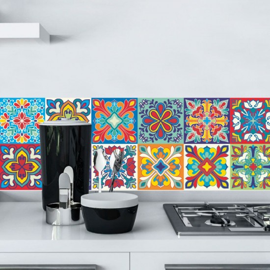 Mod. 2024 - Pack 25 Vinilos autoadhesivos para azulejos decorativos españoles 15 x 15 cms.