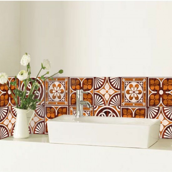 Mod. 2028 - Pack 16 Vinilos autoadhesivos para azulejos decorativos madera nórdica 15 x 15 cms.