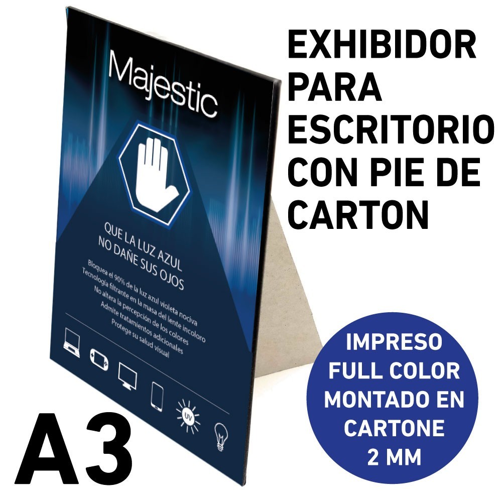 Pack de 10 Displays exhibidores de escritorio 30 x 42 cms. personalizados