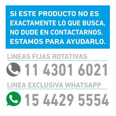 Llamanos al 11 4301 6021 o contactate por whatsapp al 15 4429 5554