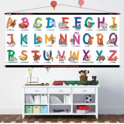 Alfabeto infantil 3002 en lona  de 70 x 140 cms. listo para colgar