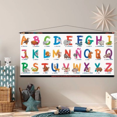Alfabeto infantil 3002 en lona  de 70 x 140 cms. listo para colgar