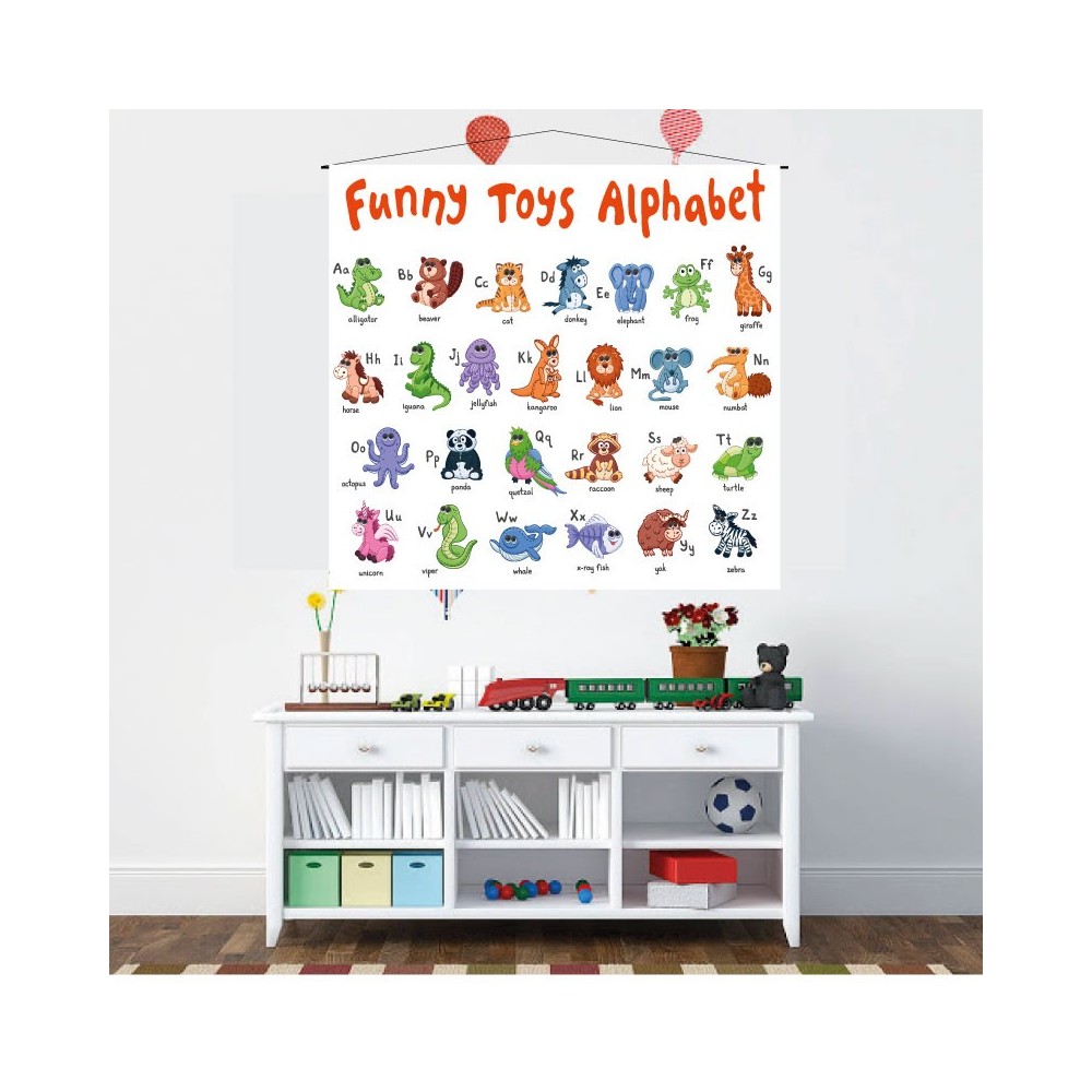 Alfabeto en inglés infantil 3004 en lona de 90 x 90 cms. listo para colgar