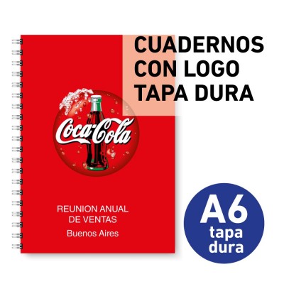 cuadernos A6 tapa dura con logo