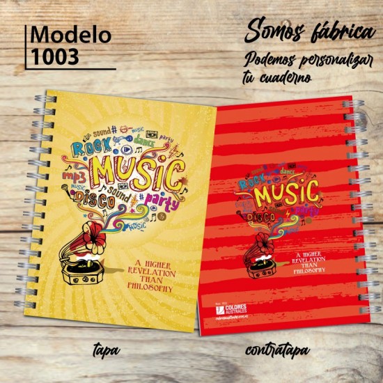 Cuaderno tapa dura Modelo 1003 "Music"