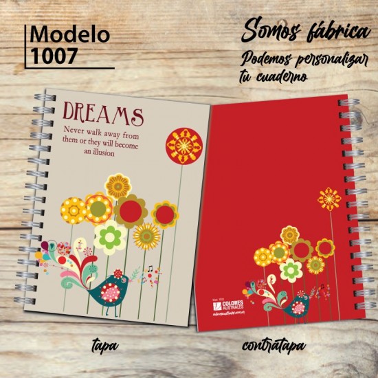 Cuaderno tapa dura Modelo 1007 "Dreams": tapas e interiores