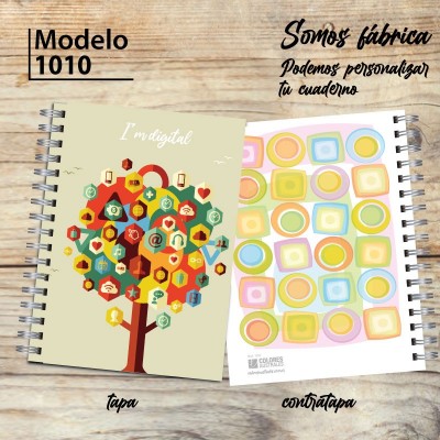 Cuaderno tapa dura Modelo 1010 "I am digital": tapa y contratapa