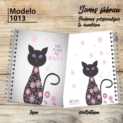 Cuaderno tapa dura Modelo 1013 "You make me happy": tapa y contratapa