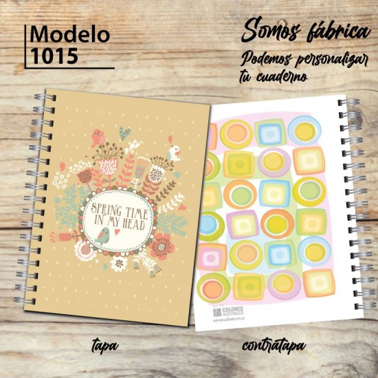 Cuaderno tapa dura Modelo 1015 "Spring time in my head": tapa y contratapa