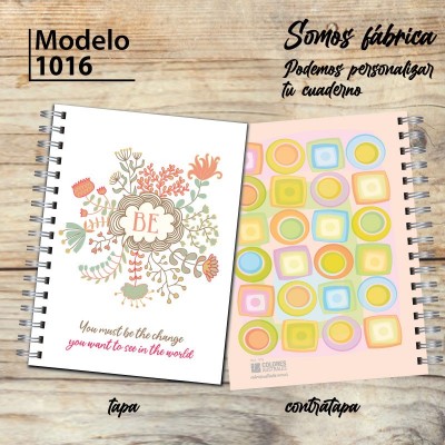 Cuaderno tapa dura Modelo 1016 "Be": tapa y contratapa