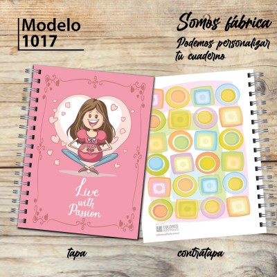 Cuaderno tapa dura Modelo 1017 "Live with passion": tapa y contratapa