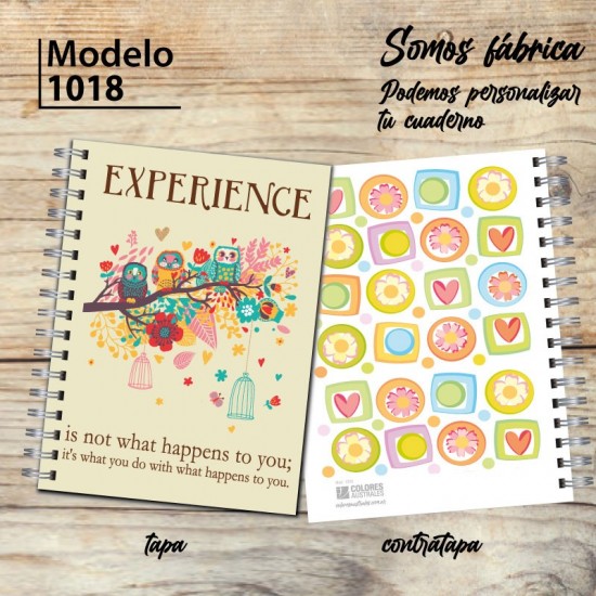 Cuaderno tapa dura Modelo 1018 "Experience": tapa y contratapa