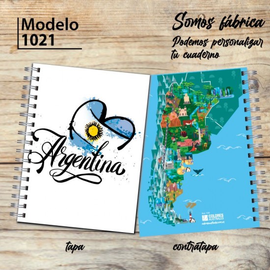 Cuaderno tapa dura Modelo 1021 "Argentina": tapa y contratapa