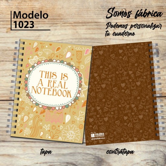Cuaderno tapa dura Modelo 1023 "This is a real notebook": tapa y contratapa