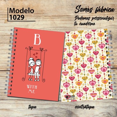 Cuaderno tapa dura Modelo 1029 "Be with me": tapa y contratapa