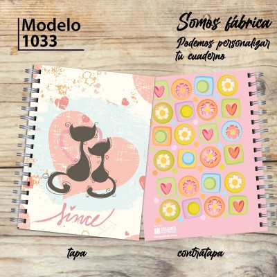 Cuaderno tapa dura Modelo 1033 "Cats": tapa y contratapa