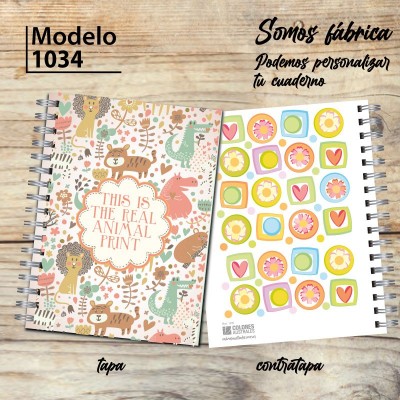Cuaderno tapa dura Modelo 1034 "This is the real animal print": tapa y contratapa