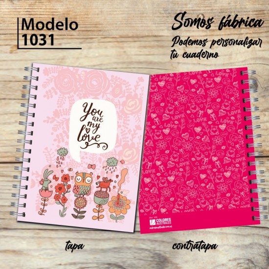 Cuaderno tapa dura Modelo 1031 "You are my love": tapa y contratapa