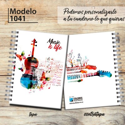 Cuaderno tapa dura Modelo  1041 "Music": tapa y contratapa