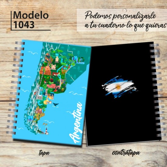 Cuaderno tapa dura Modelo 1043 "Argentina": tapa y contratapa