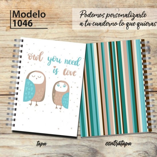 Cuaderno tapa dura Modelo 1045 "Owl you need": tapa y contratapa