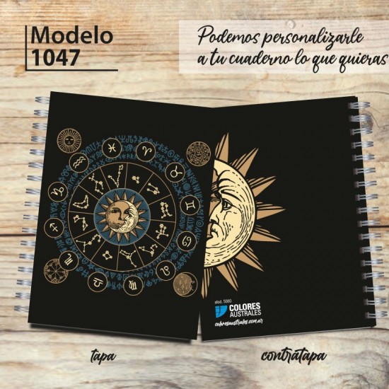 Cuaderno tapa dura Modelo 1047 "Zodíaco": tapa y contratapa