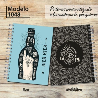 Cuaderno tapa dura Modelo 1048 "Beer": tapa y contratapa