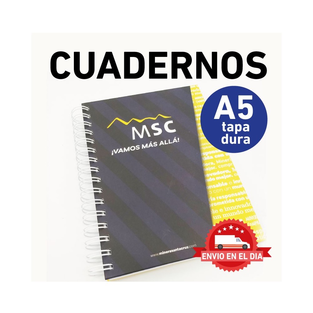 100 Cuadernos tapa dura con logo formato A5