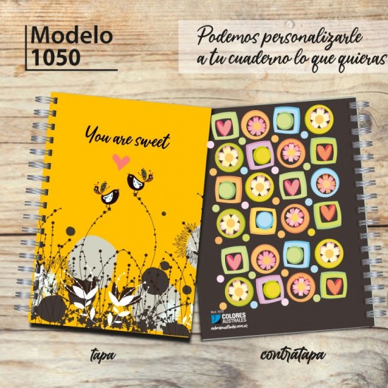 Cuaderno tapa dura Modelo 1050 "You are sweet": tapa y contratapa