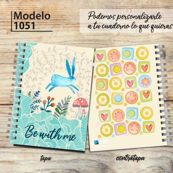 Cuaderno tapa dura Modelo 1051 "Be with me": tapa y contratapa