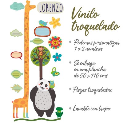 Medidor altura 7001 para pared infantil en vinilo autoadhesivo troquelado.