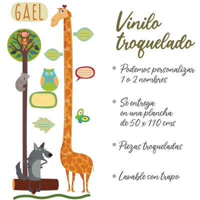 Medidor altura 7002 para pared infantil en vinilo autoadhesivo troquelado.