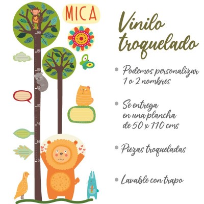 Medidor altura 7003 para pared infantil en vinilo autoadhesivo troquelado.