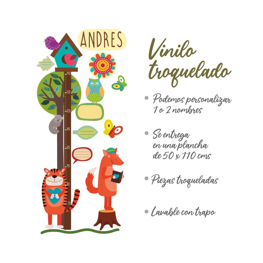 Medidor altura 7004 para pared infantil en vinilo autoadhesivo troquelado.