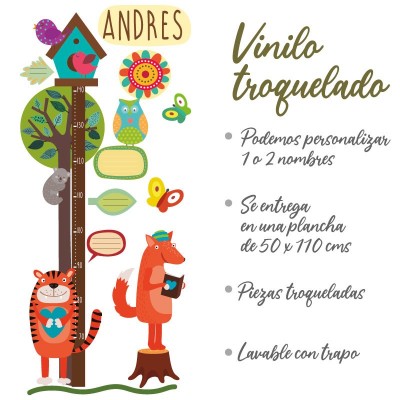 Medidor altura 7004 para pared infantil en vinilo autoadhesivo troquelado.