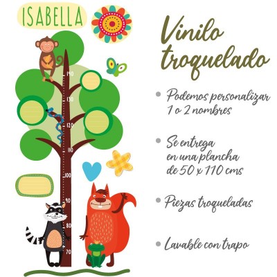 Medidor altura 7006 para pared infantil en vinilo autoadhesivo troquelado.