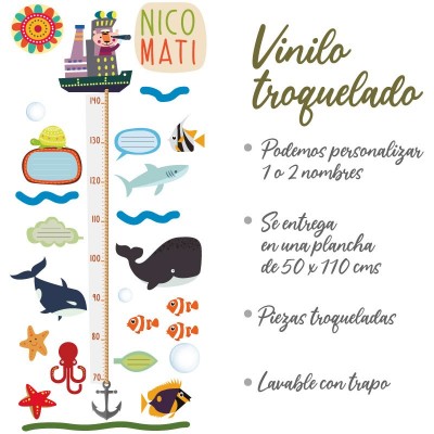 Medidor altura 7009 para pared infantil en vinilo autoadhesivo troquelado.