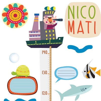 Medidor altura 7009 para pared infantil en vinilo autoadhesivo troquelado.