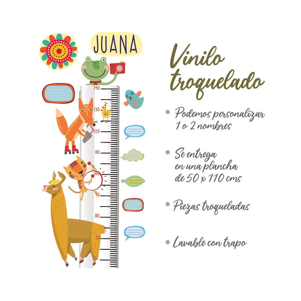 Medidor altura 7010 para pared infantil en vinilo autoadhesivo troquelado.
