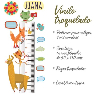 Medidor altura 7010 para pared infantil en vinilo autoadhesivo troquelado.