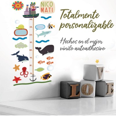 Medidor altura 7009 para pared infantil en vinilo autoadhesivo troquelado.