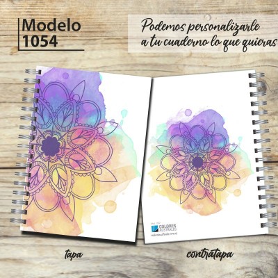 Cuaderno tapa dura Modelo 1054 "Watercolour mandala": tapa e interiores