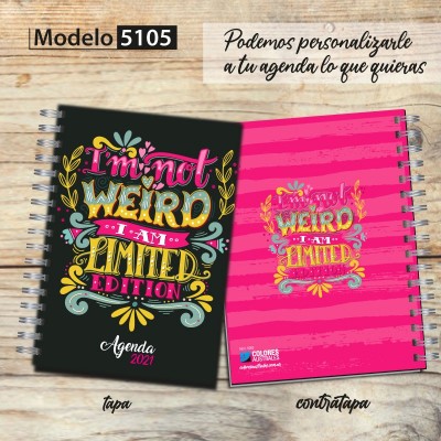 Agenda 2021 tapa dura mod. 5105 "I am not weird": tapa y contratapa