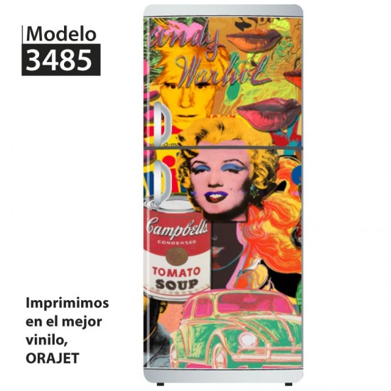 Vinilo para heladeras modelo 3485  "Collage Pop Art"