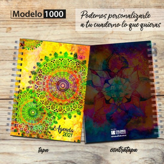 Cuaderno tapa dura Modelo 1000 "Vedic Mandala": tapa y contratapa